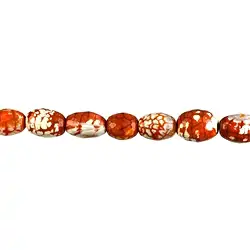 143190509820 Rang de colliers Olives, Agate (serpentine) rouge (teintée), à facettes, 17 x 13mm | Marco Schreier