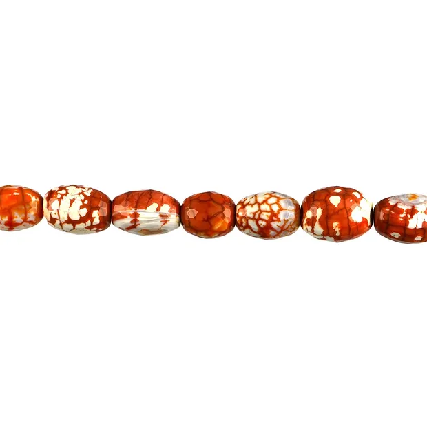 Tiras de aceitunas, ágata serpentina roja (teñida), facetada, 17 x 13 mm | Marco Schreier