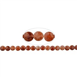 143191414520 Strand Coin, Agate (Snakeskin Agate) red (dyed) faceted, 8mm | Marco Schreier