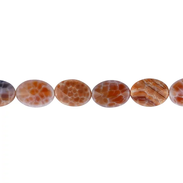 Lente en forma de cordón, ágata serpentina naranja (teñida), 18 x 13 mm, facetada | Marco Schreier