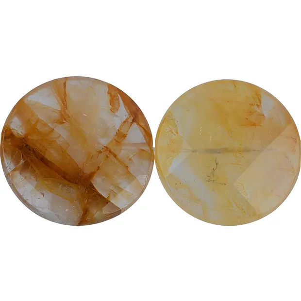 Coin strand, Iron Quartz (yellow), faceted, 30mm | Marco Schreier