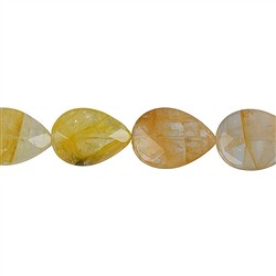 143230510520 Rang de colliers goutte plate, Eisenkiesel (jaune), facetté, 25 x 18mm | Marco Schreier