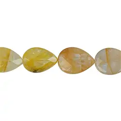 143230510520 Strang Tropfen flach, Eisenkiesel (gelb), facettiert, 25 x 18mm | Marco Schreier