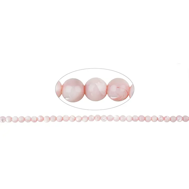 Strang Kugeln, Perlmutt (rosa gef.), 04mm | GH Edelsteine, Heilsteine & Schmuck