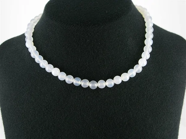 Strang Kugeln, Achat (weiß-transparent), 08mm | Edelsteine, Heilsteine & Schmuck