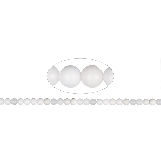 Rang de collier boules, Agate (blanche-transparente), 08mm | Marco Schreier