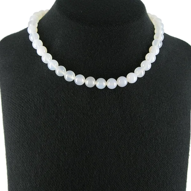Rang de collier boules, Agate (blanche), 10mm | Marco Schreier
