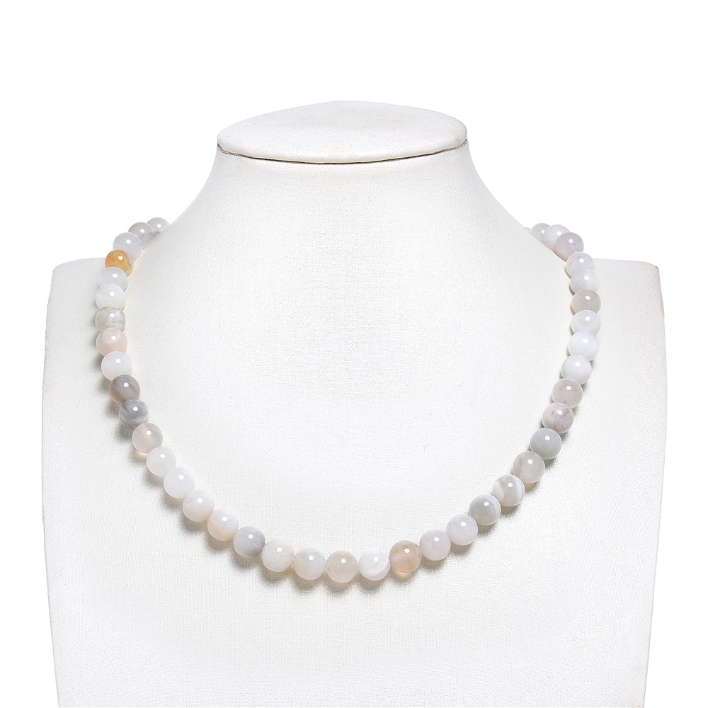 String Beads, Agate (white, gray, cream), 08 - 09mm | Marco Schreier