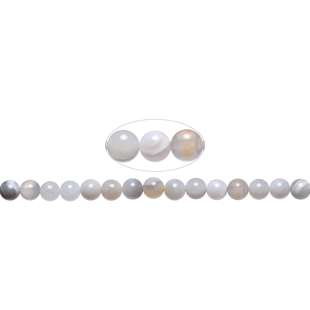 String Beads, Agate (white, gray, cream), 08 - 09mm | Marco Schreier