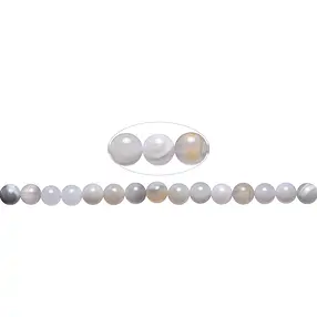 Strang Kugeln, Achat (weiß, grau, creme), 08 - 09mm | Marco Schreier