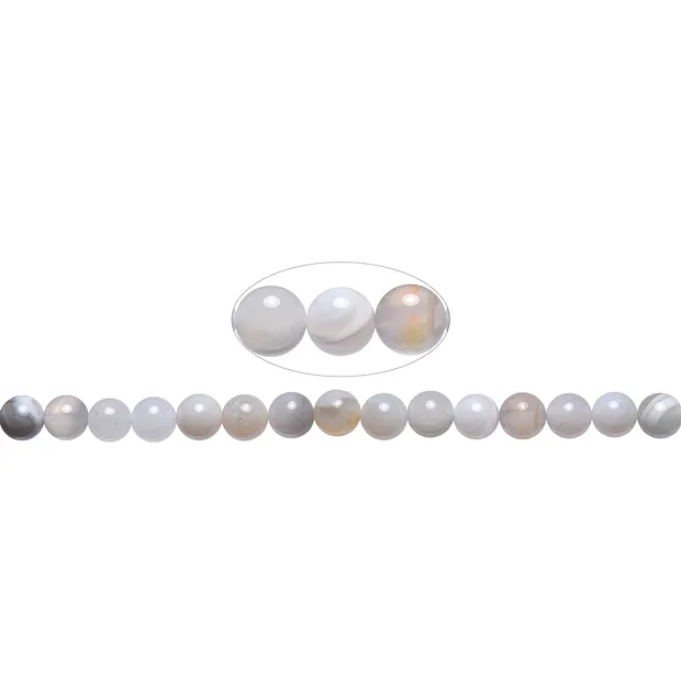 Rang de collier boules, Agate (blanche, grise, crème), 08 - 09mm | Marco Schreier