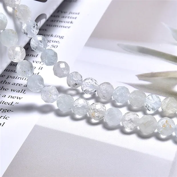 String Beads, Topaz (white-blue), faceted, 06mm (39cm) | Marco Schreier