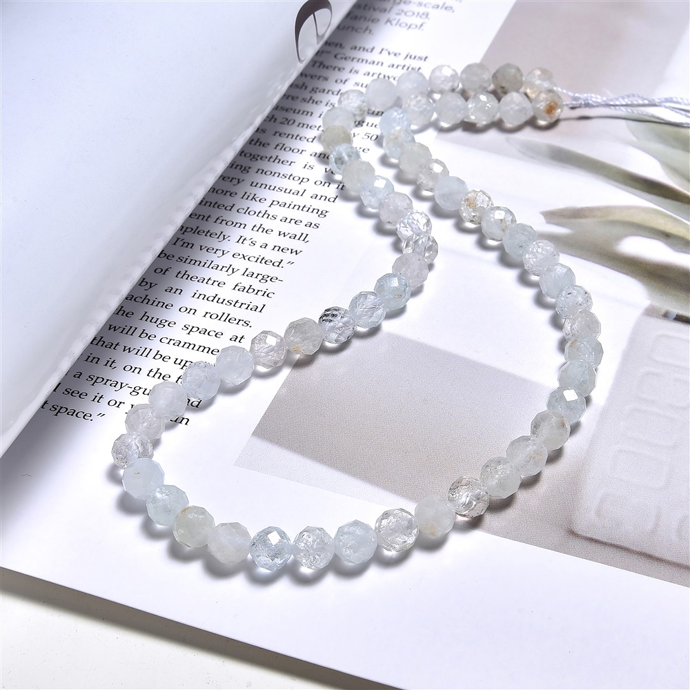 String Beads, Topaz (white-blue), faceted, 06mm (39cm) | Marco Schreier