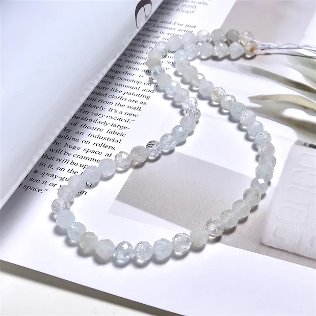 String Beads, Topaz (white blue) B, faceted, 06mm (39cm) | Marco Schreier