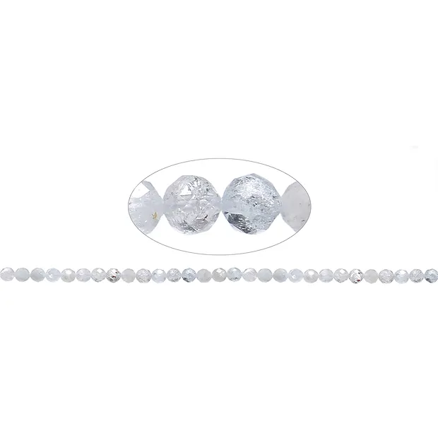String Beads, Topaz (white blue) B, faceted, 06mm (39cm) | Marco Schreier