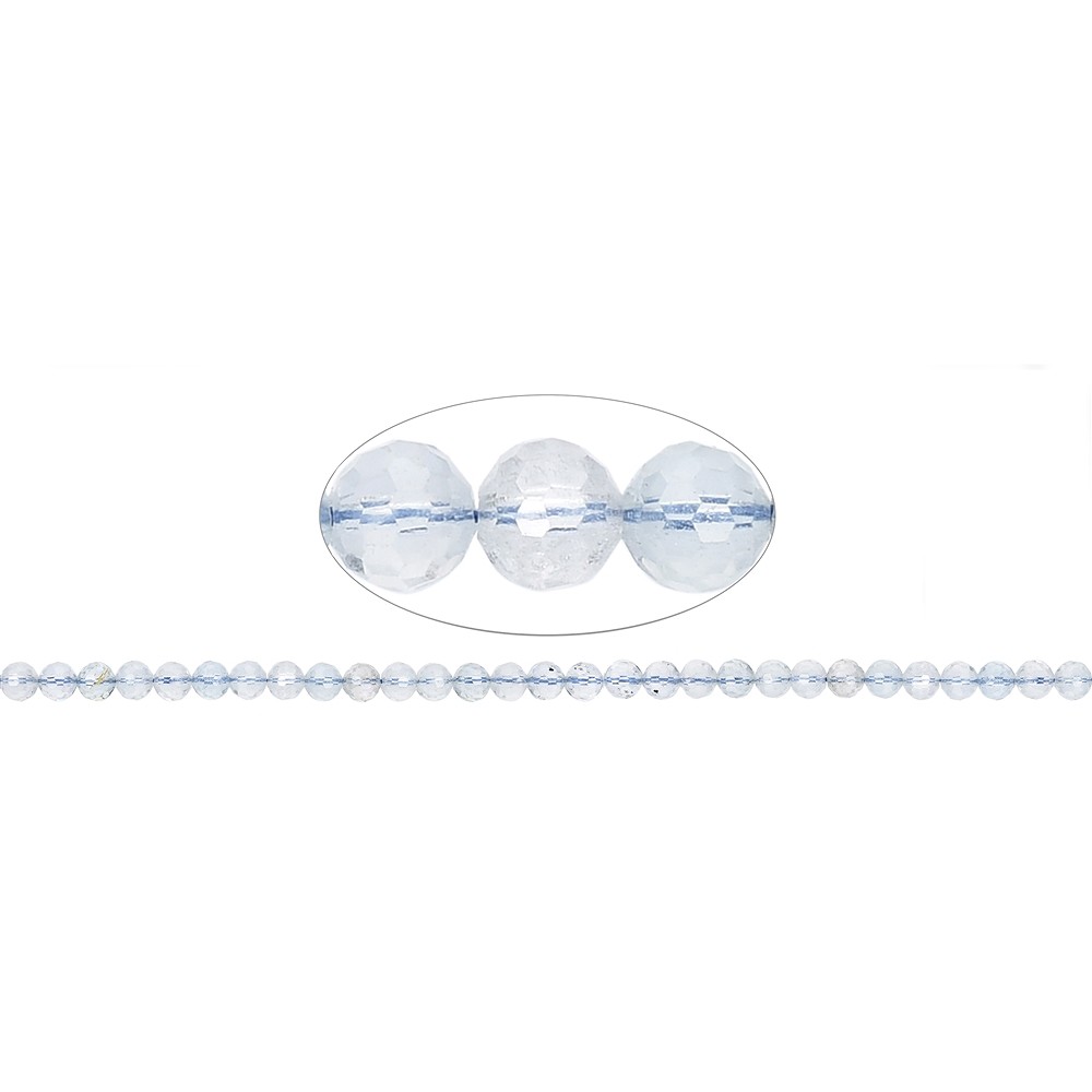 String Beads, Topaz (white-blue), faceted, 06mm (39cm) | Marco Schreier