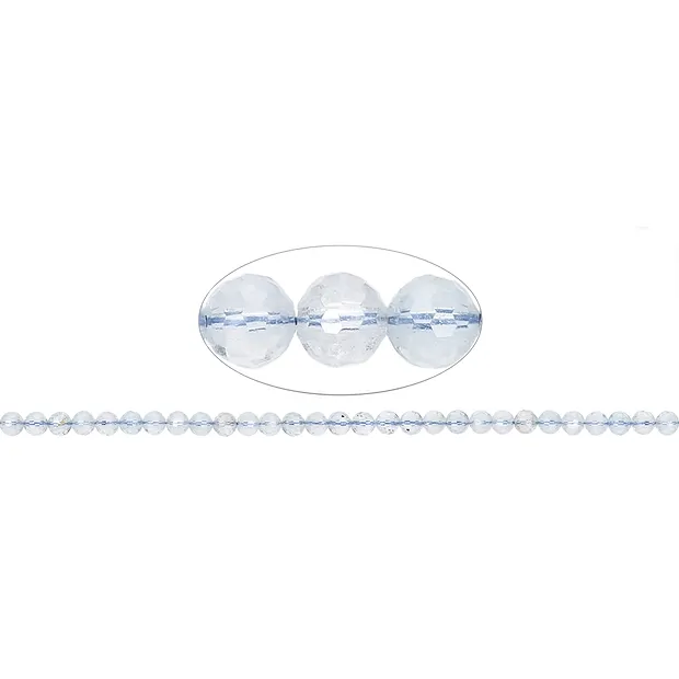 Rang de collier boules, Topaze (blanc-bleu), à facettes, 06mm (39cm) | Marco Schreier