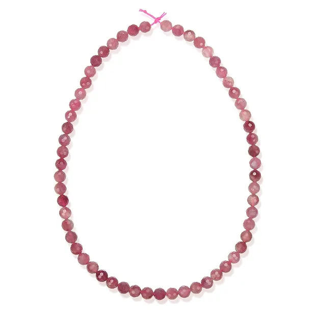 Rang de collier boules, tourmaline (rose), à facettes, 06mm (39cm) | Marco Schreier