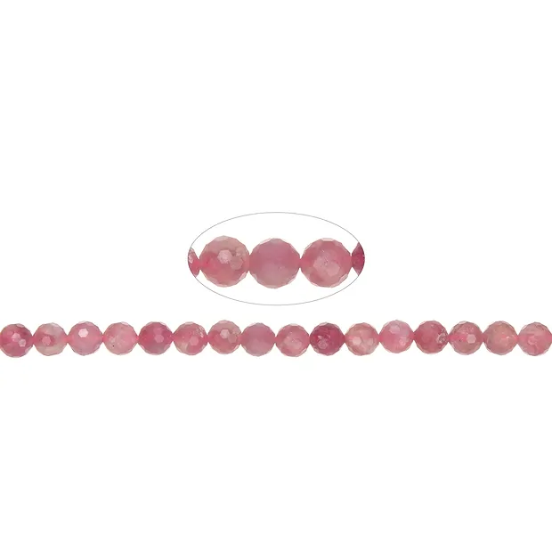 Rang de collier boules, tourmaline (rose), à facettes, 06mm (39cm) | Marco Schreier