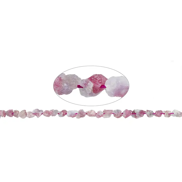 Rang de colliers Nuggets, Tourmaline (rose), Lépidolite, 08 - 09mm | Marco Schreier
