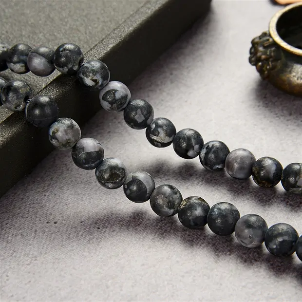 Strang Kugeln, Gabbro (Mystic Merlinite), matt, 06mm | Marco Schreier