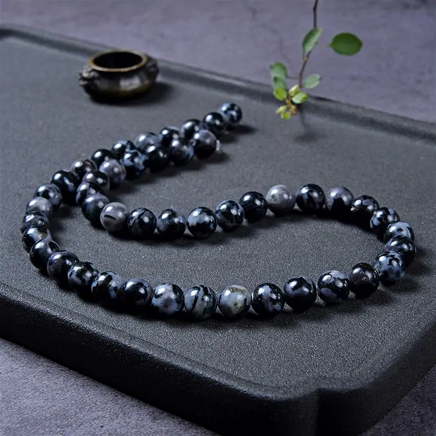 String Beads, Gabbro (Mystic Merlinite), 08mm | wholesaler gems & healing stones