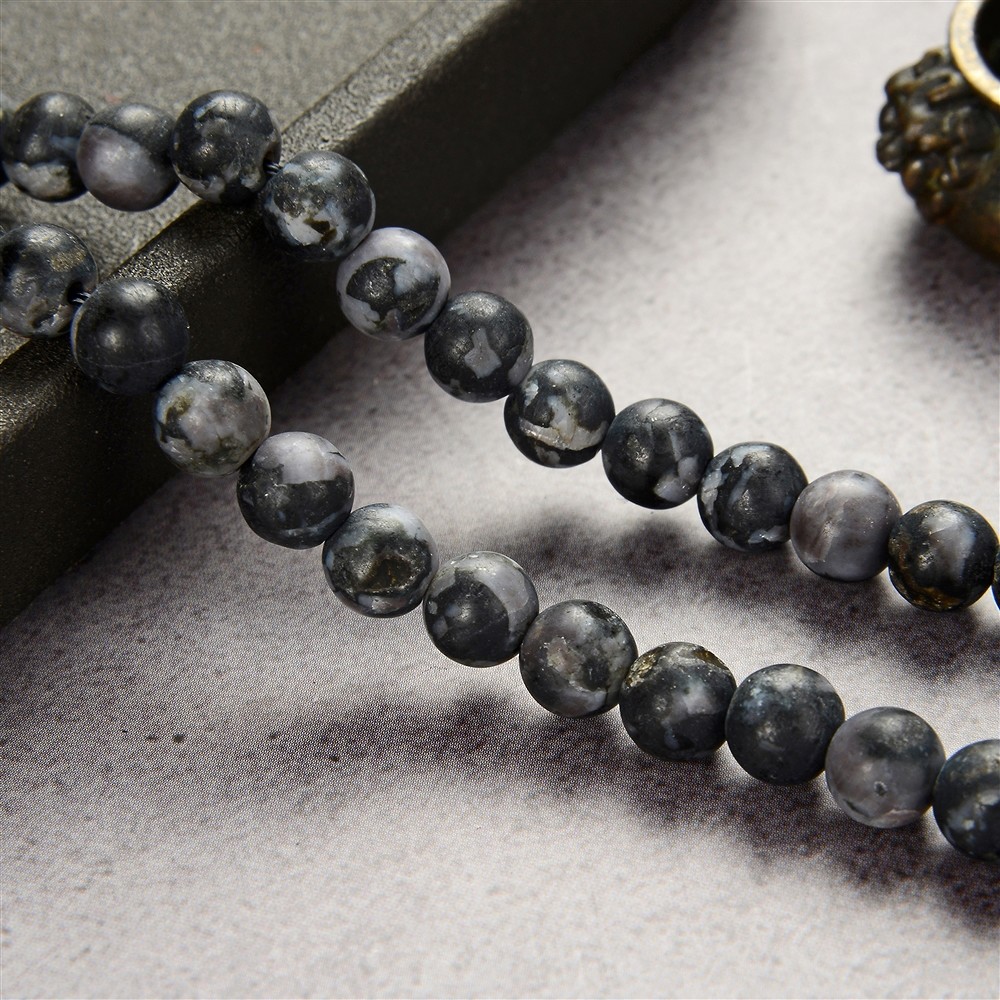 Rang de collier boules, Gabbro (Mystic Merlinite), mat, 10mm | Marco Schreier