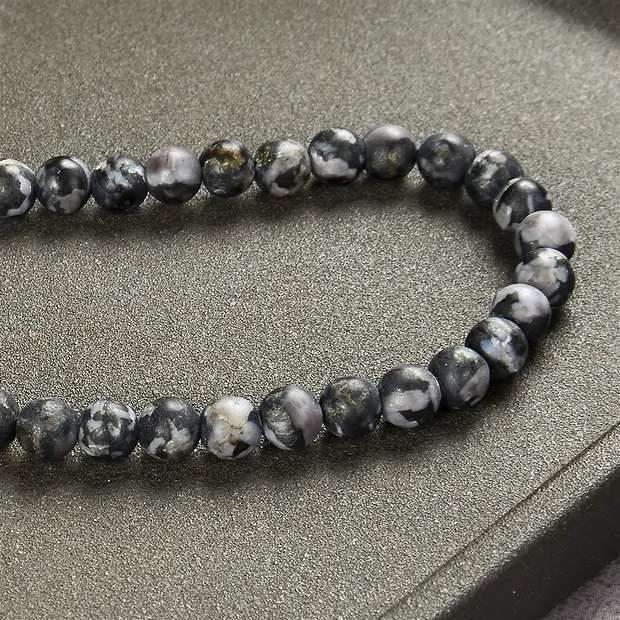 Strang Kugeln, Gabbro (Mystic Merlinite), matt, 12mm (38cm) | Marco Schreier