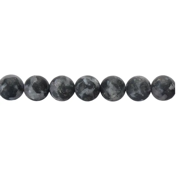 Strang Kugeln, Gabbro (Mystic Merlinite), matt, 12mm (38cm) | Marco Schreier