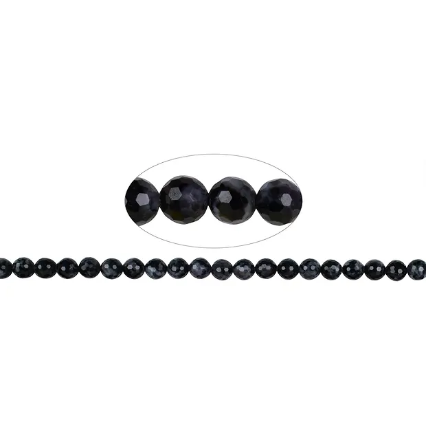Rang de colliers boules, Gabbro (Mystic Merlinite), à facettes, 06mm (39 cm) | Marco Schreier