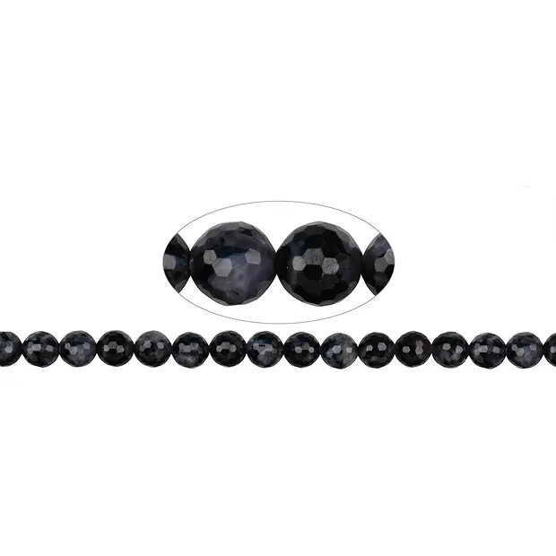 String Beads, Gabbro (Mystic Merlinite), faceted, 08mm (39cm) | Marco Schreier