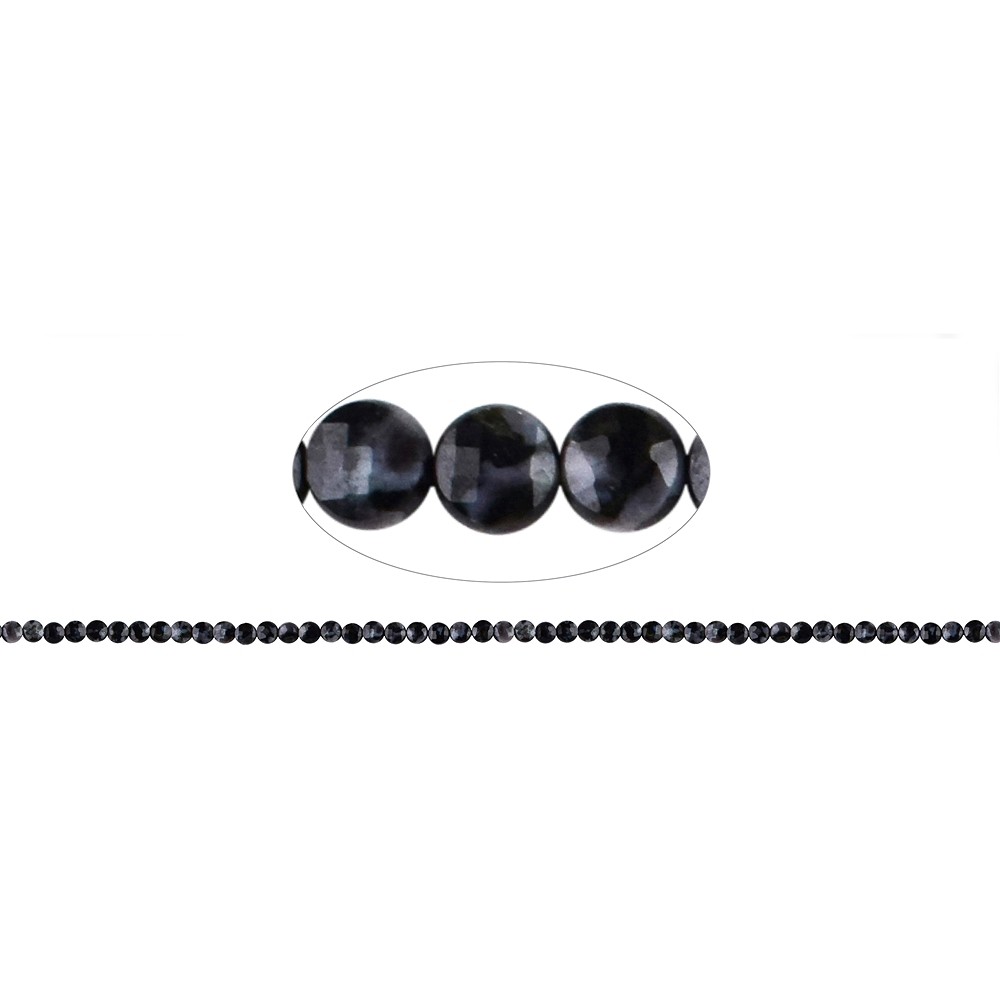 Strang Coin, Gabbro (Mystic Merlinite), facettiert, 06 x 04mm (39cm) | Marco Schreier