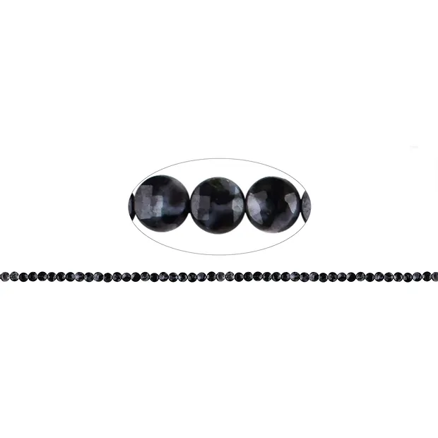 Strand Coin, Gabbro (MerlinitaMística), facetado, 06 x 04mm (39cm) | Marco Schreier
