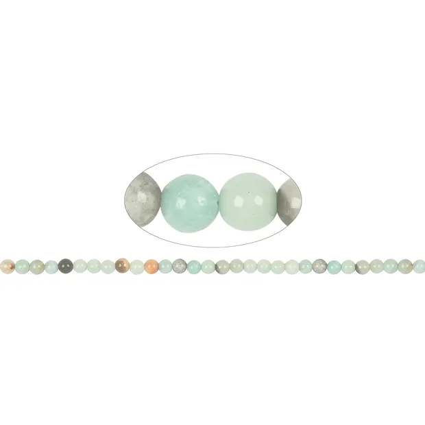 Rang de colliers boules, Amazonite (multicolore/clair), 06mm (39cm) | Marco Schreier