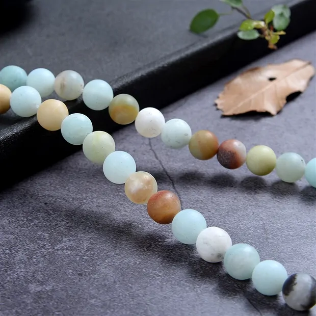 Rang de colliers boules, Amazonite (multicolore), mat, 08mm (38cm) | Marco Schreier