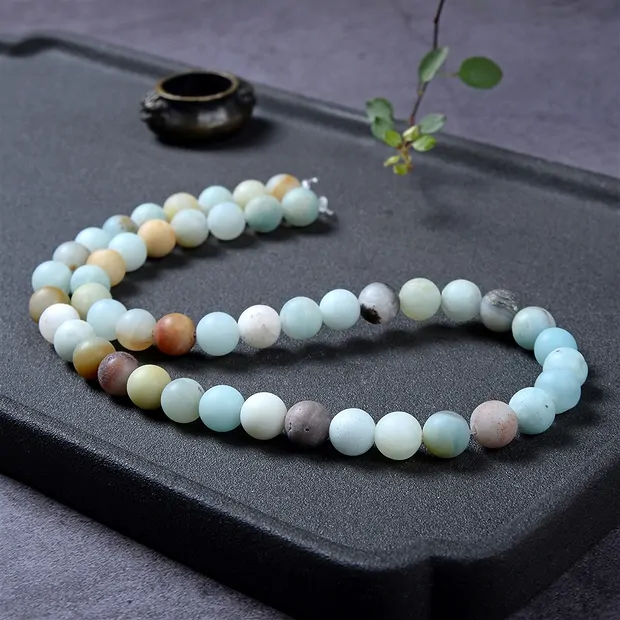 Rang de colliers boules, Amazonite (multicolore), mat, 08mm (38cm) | Marco Schreier