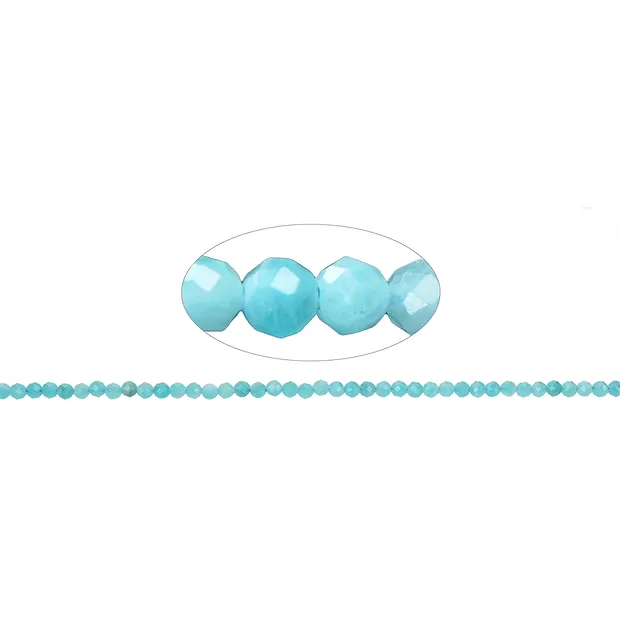 Strang Kugeln, Amazonit, facettiert, 03mm | GH Edelsteine, Heilsteine & Schmuck