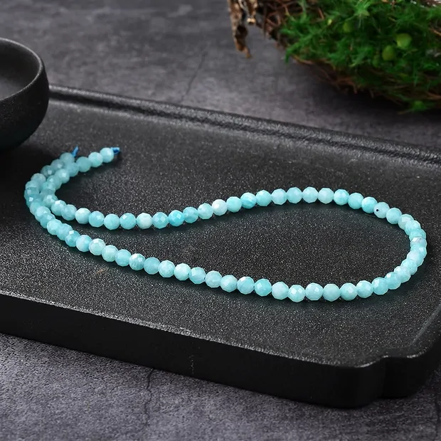 Rang de collier boules, Amazonite (claire), à facettes, 05mm | Marco Schreier