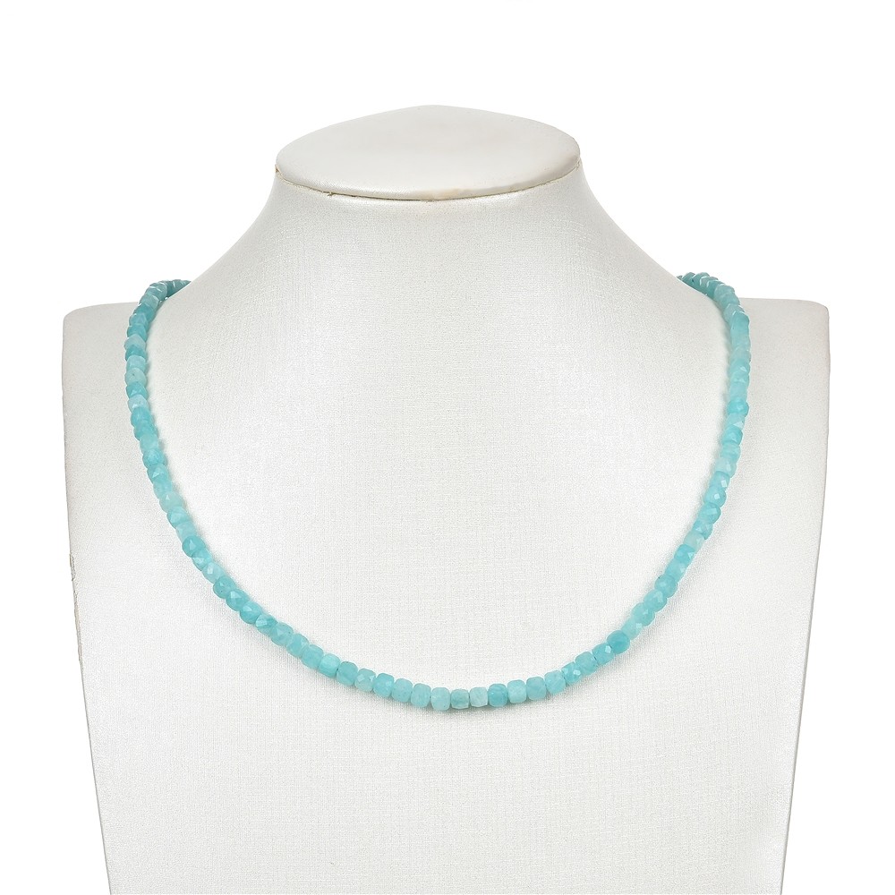 Strand cube, Amazonite, faceted, 04mm (39cm) | wholesaler gems & healing stones