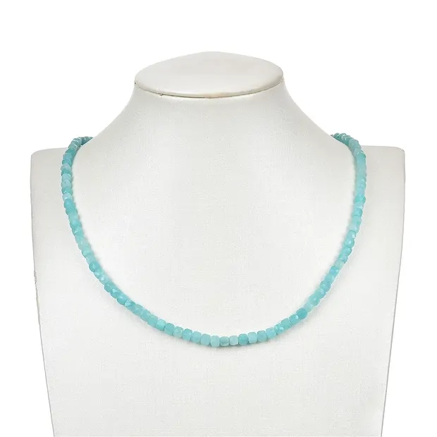 Strand cube, Amazonite, faceted, 04mm (39cm) | wholesaler gems & healing stones