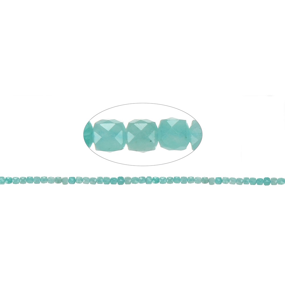 Strand cube, Amazonite, faceted, 04mm (39cm) | wholesaler gems & healing stones