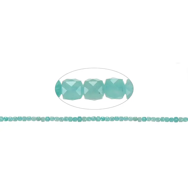 Strand cube, Amazonite, faceted, 04mm (39cm) | wholesaler gems & healing stones