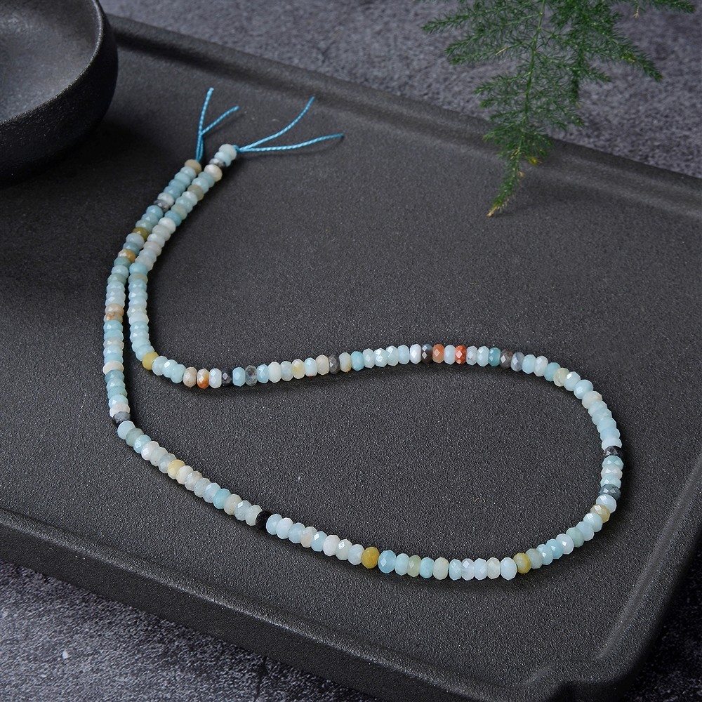 Button strand, Amazonite (multicolored), faceted, 02 x 04mm | Marco Schreier
