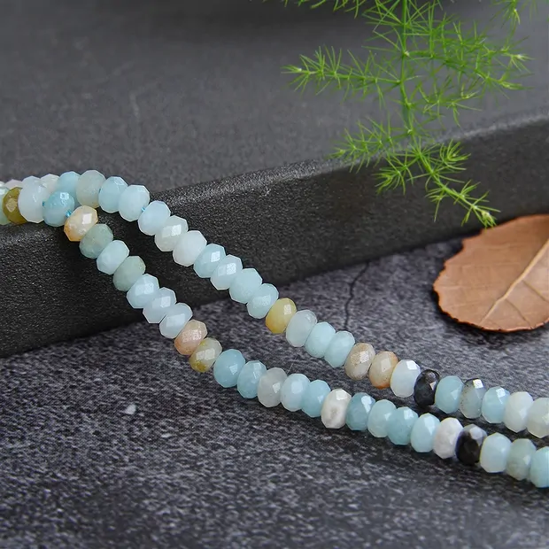 Strang Button, Amazonite (multicolored/light), faceted, 02 x 04 mm | Marco Schreier