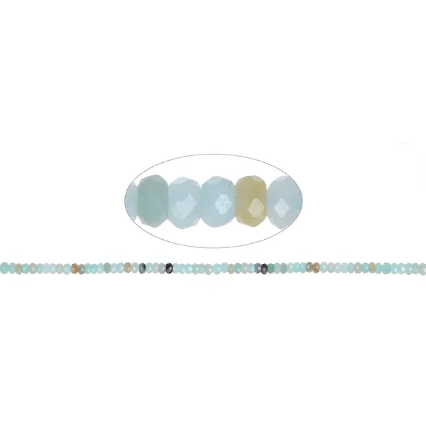 Strang Button, Amazonite (multicolored/light), faceted, 02 x 04 mm | Marco Schreier