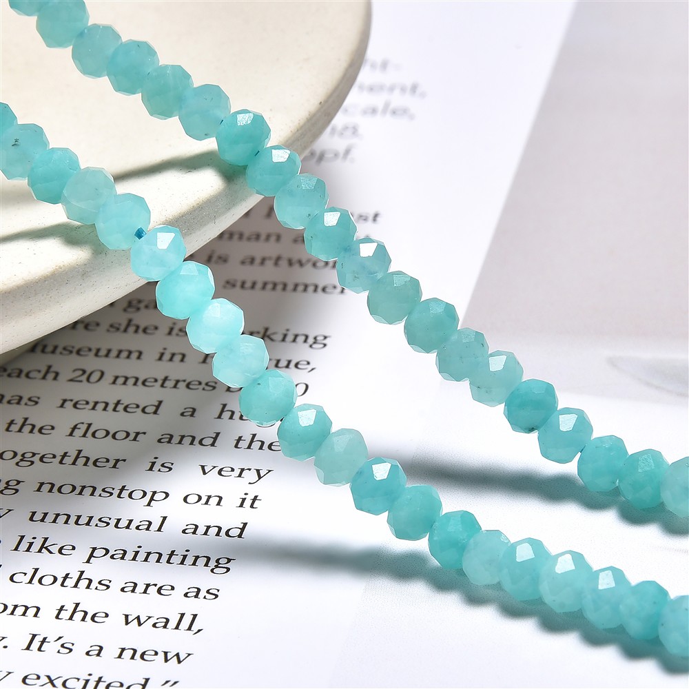 Button strand, Amazonite (light) extra, faceted, 03 x 05mm (39cm) | Marco Schreier