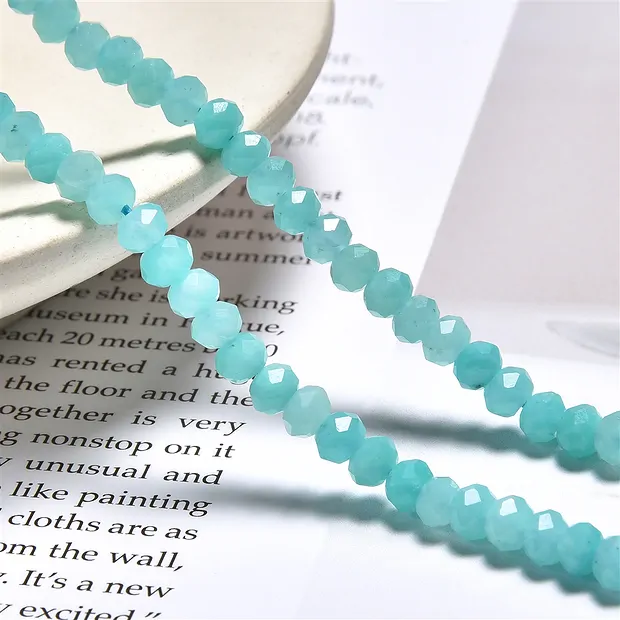 Boutons de Rangs de colliers, Amazonite (claire) extra, facetté, 03 x 05mm (39cm) | Marco Schreier