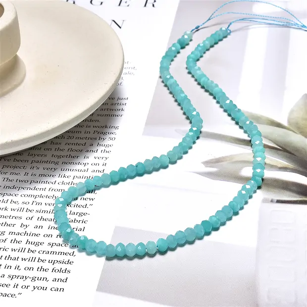 Boutons de Rangs de colliers, Amazonite (claire) extra, facetté, 03 x 05mm (39cm) | Marco Schreier
