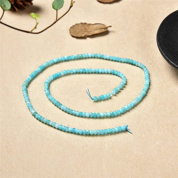 Boutons de Rangs de colliers, Amazonite (claire) extra, facetté, 03 x 05mm (39cm) | Marco Schreier