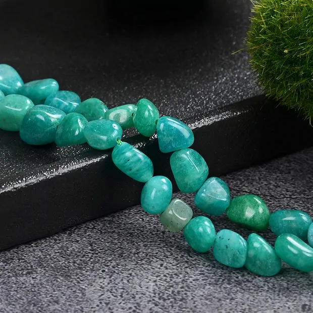 Rang de colliers Nuggets, Amazonite (foncé), 08 x 10mm (37cm) | Marco Schreier
